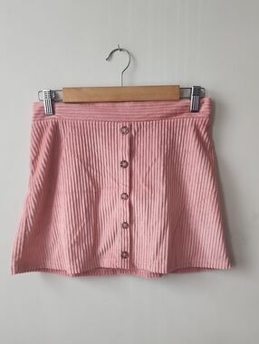 Girls' Pink Corduroy Button-Front A-Line Skirt